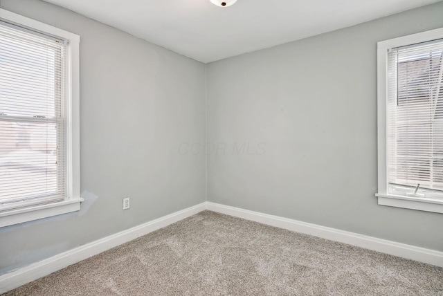 unfurnished room featuring carpet floors and a wealth of natural light