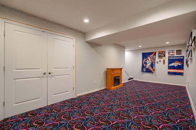 basement with carpet floors