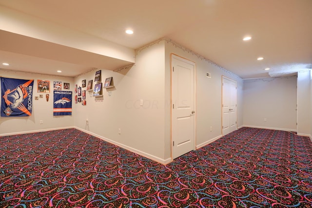 basement featuring carpet