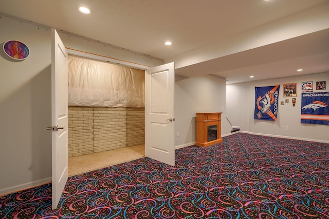 basement with carpet