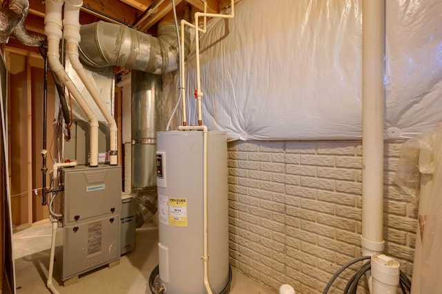 utility room with water heater