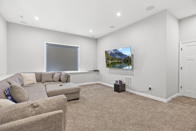 living room with carpet flooring