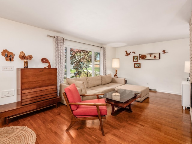 living room with hardwood / wood-style flooring