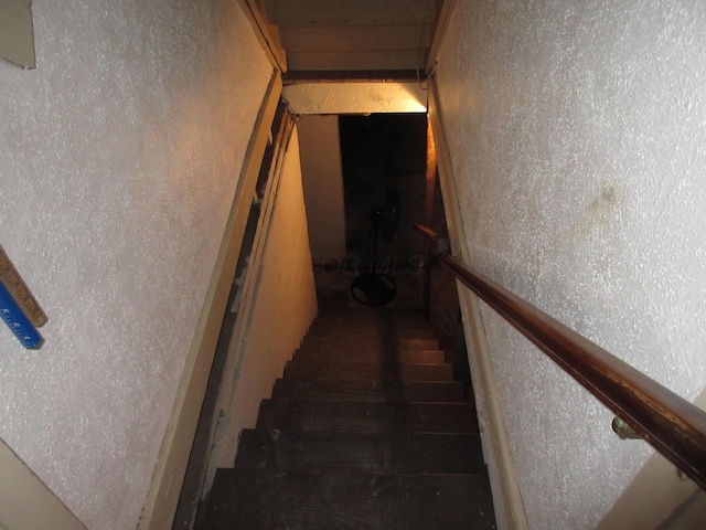 stairs with wood-type flooring