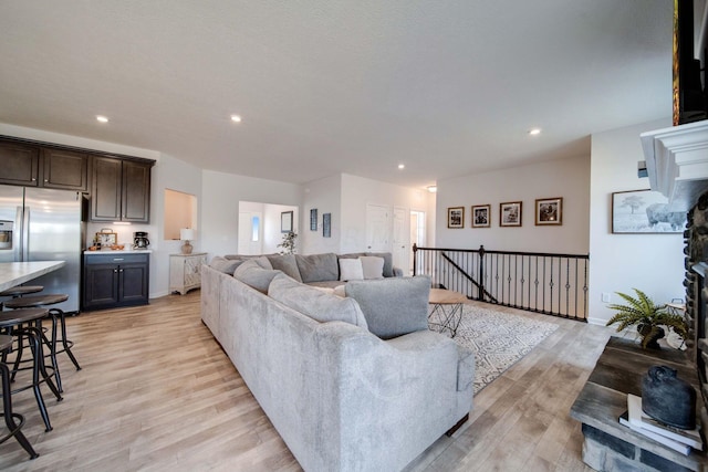 living room featuring light hardwood / wood-style flooring