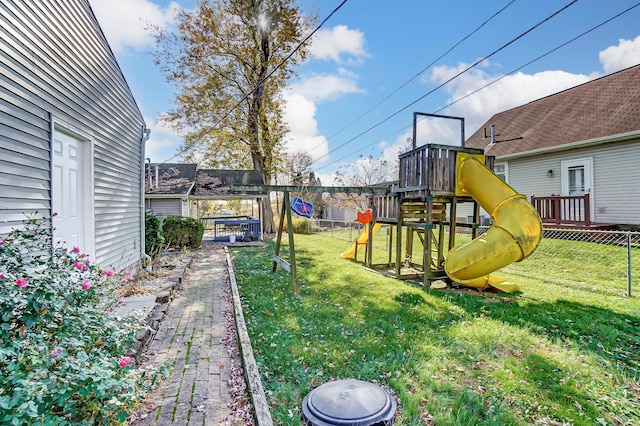 view of yard featuring a playground