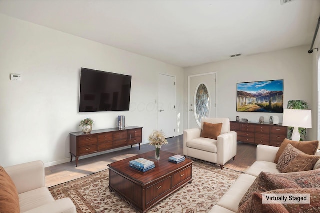 living room featuring light hardwood / wood-style floors