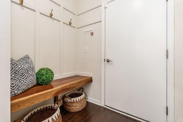 mudroom featuring dark hardwood / wood-style floors