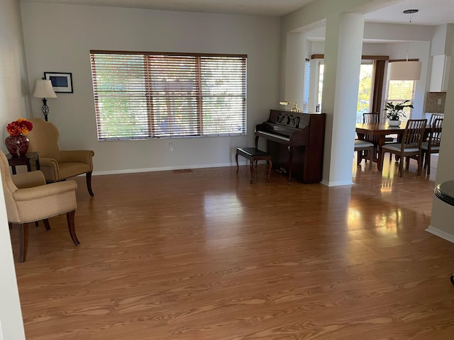 sitting room with hardwood / wood-style floors