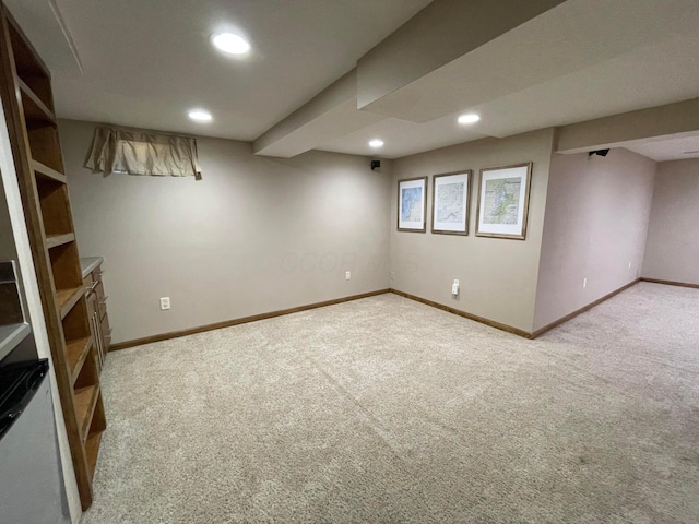 basement featuring carpet floors