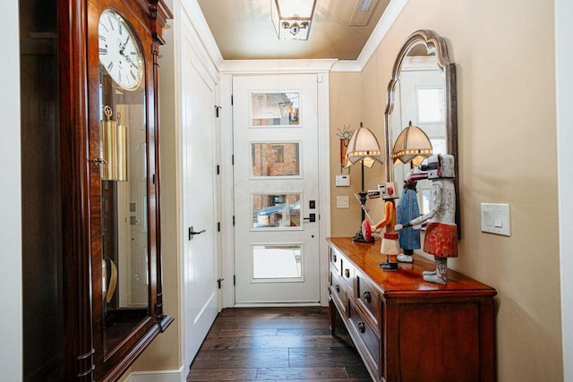 doorway featuring dark hardwood / wood-style flooring