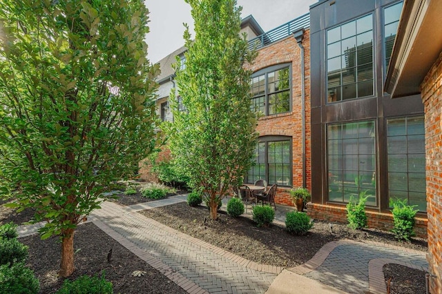 property entrance with a patio