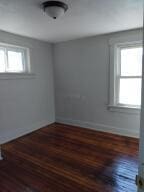 spare room featuring plenty of natural light and dark wood-type flooring