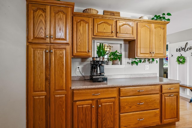 kitchen with light hardwood / wood-style floors