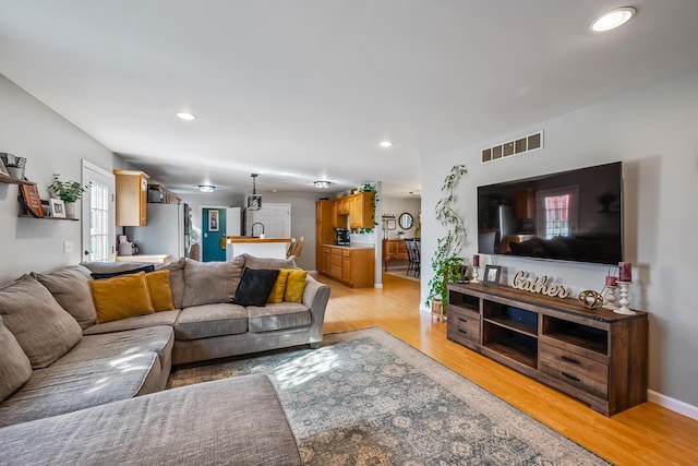 living room featuring light hardwood / wood-style floors