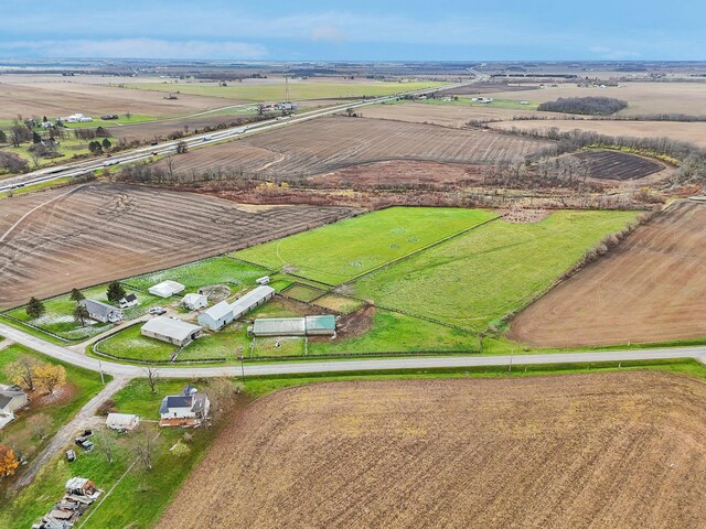 drone / aerial view with a rural view