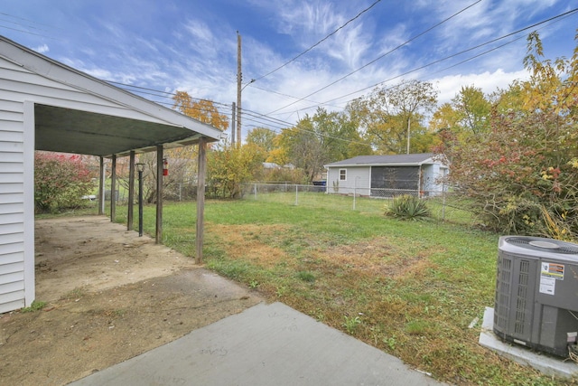 view of yard featuring central AC unit