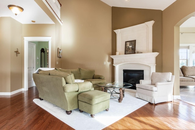 living room with hardwood / wood-style flooring