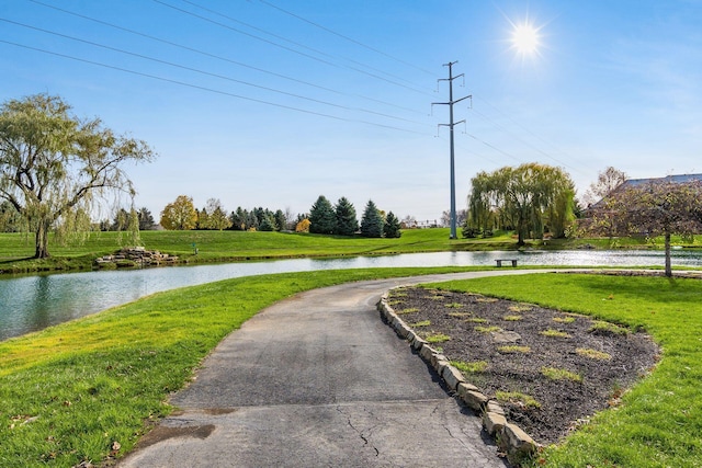 view of road featuring a water view