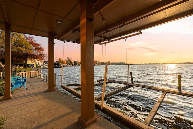 view of dock featuring a water view