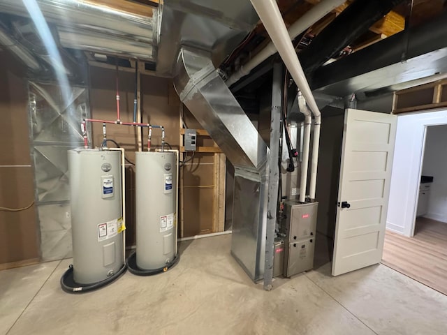 utility room with water heater