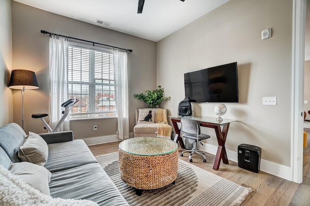 interior space with light hardwood / wood-style flooring