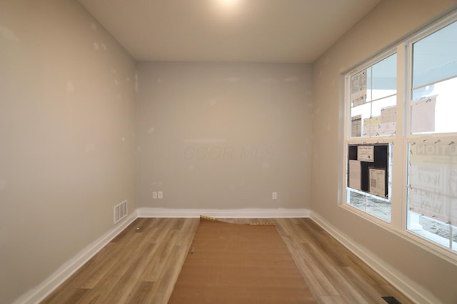 empty room featuring a wealth of natural light and light wood-type flooring