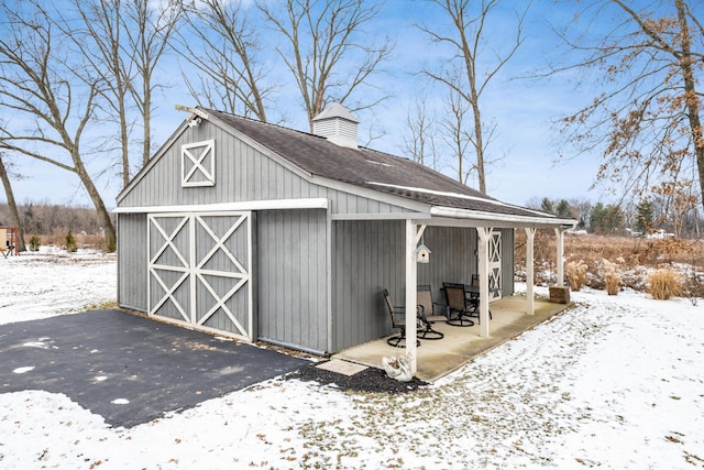 view of snow covered structure