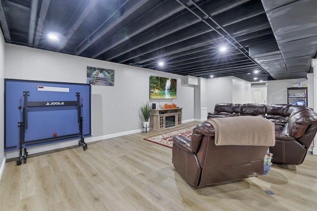 living room featuring light wood-type flooring