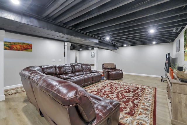 living room featuring light hardwood / wood-style flooring