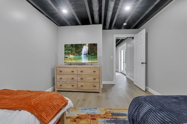 bedroom featuring light hardwood / wood-style flooring