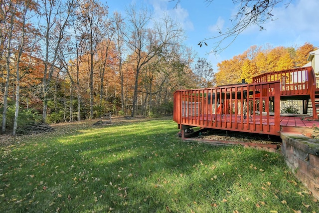 view of yard with a deck