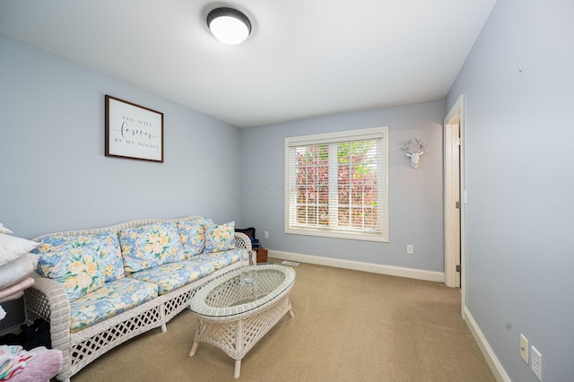 living room with light carpet