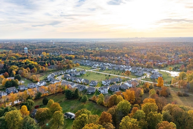 view of aerial view at dusk