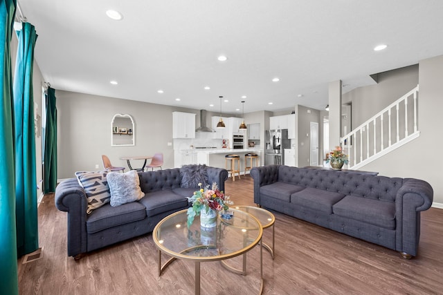 living room featuring light hardwood / wood-style flooring