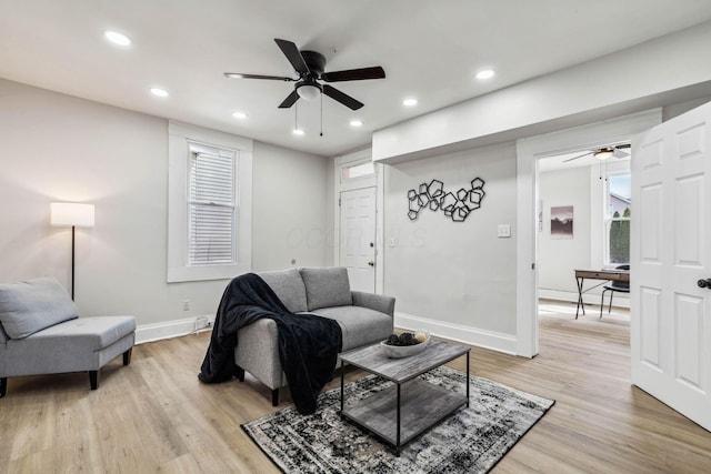 living room featuring light wood-type flooring