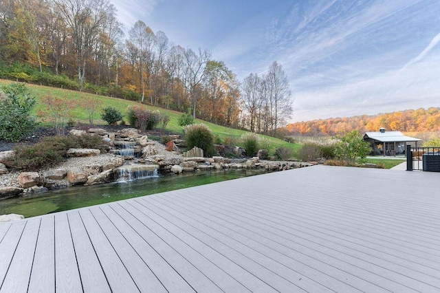 view of dock featuring a deck