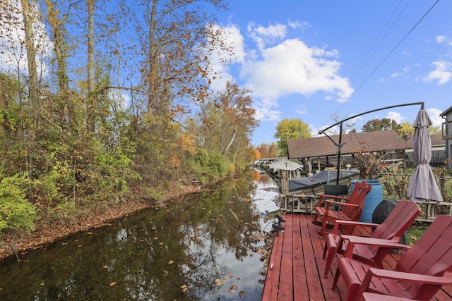 dock area featuring a water view