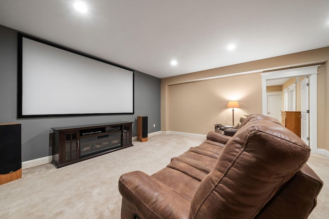 view of carpeted home theater