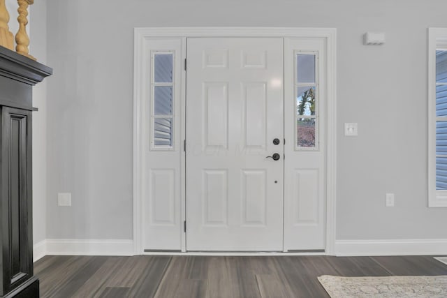 entrance foyer with dark wood-type flooring