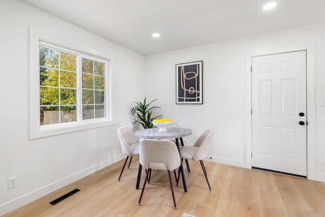 dining area featuring light hardwood / wood-style flooring