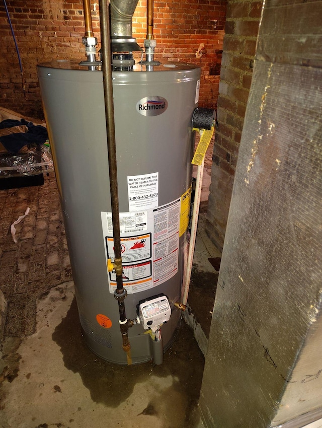 utility room with water heater