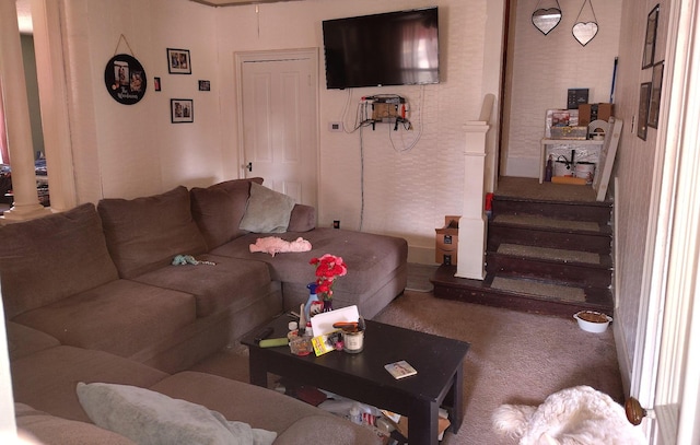 622 S Poplar St, Bucyrus, OH 44820 - living area featuring stairs and carpet