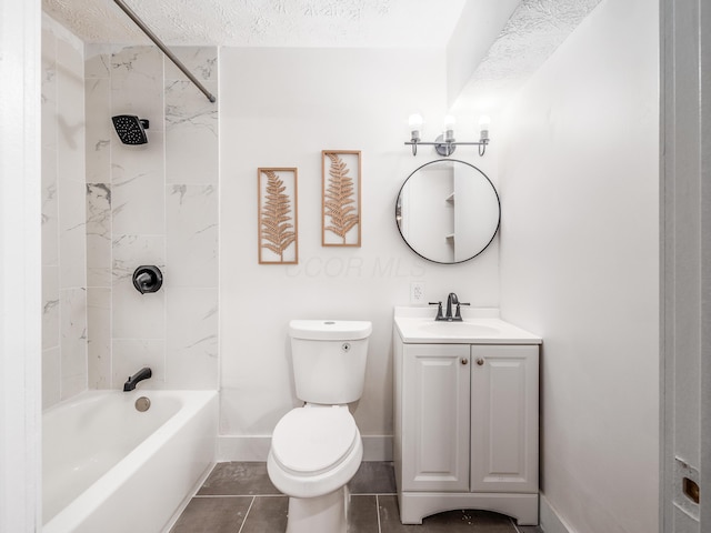 1327 Atcheson St, Columbus, OH 43203 - bathroom with vanity, a textured ceiling,  shower combination, and tile patterned flooring