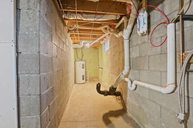 basement with electric water heater