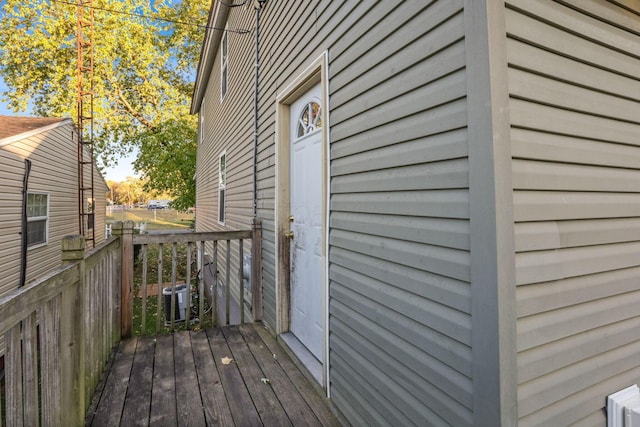 wooden terrace with central AC unit