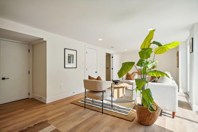 living area with light wood-type flooring