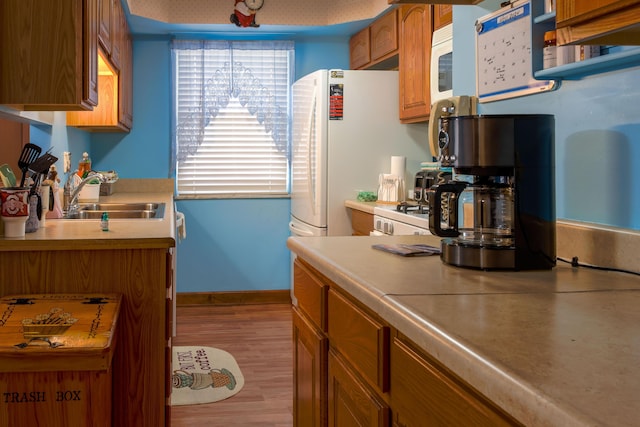 kitchen with sink and light wood-type flooring