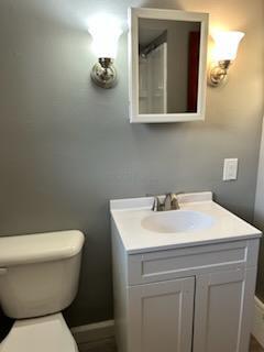 bathroom with vanity and toilet