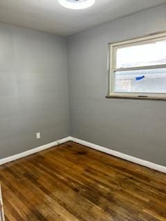 empty room with dark hardwood / wood-style floors